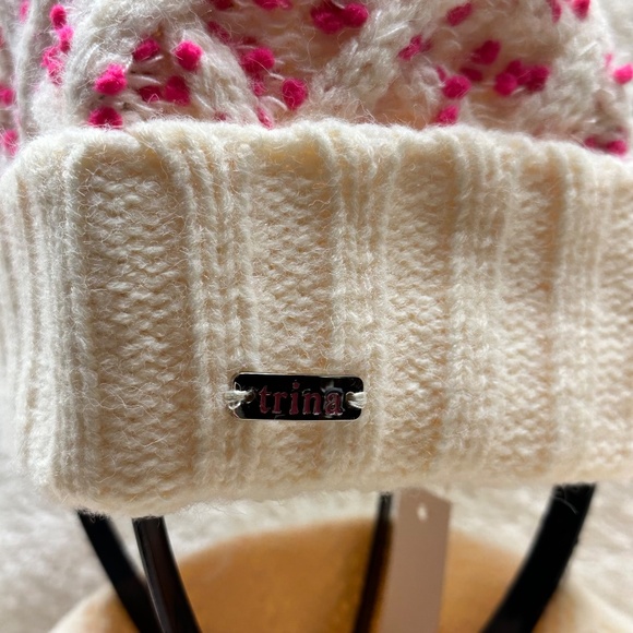 Trina Turk Pink Sprinkle and Cream Winter Beanie and Scarf Set main image 4